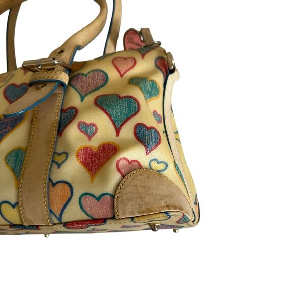 Dooney & Bourke Heart Print Satchel Y2K Vintage Coquette Bag Rare Novelty Tote - Picture 8 of 16